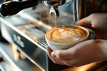 High Resolution Picture of Barista Makes Aromatic Coffee