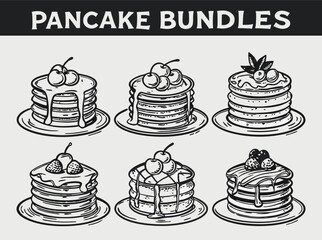 Seamless Pancake Stack Pattern with Butter and Syrup Breakfast Food Illustration Vector File