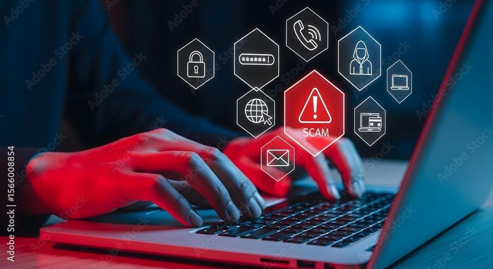 Poster cybersecurity threats protecting your data from online attacks and risks in the digital age