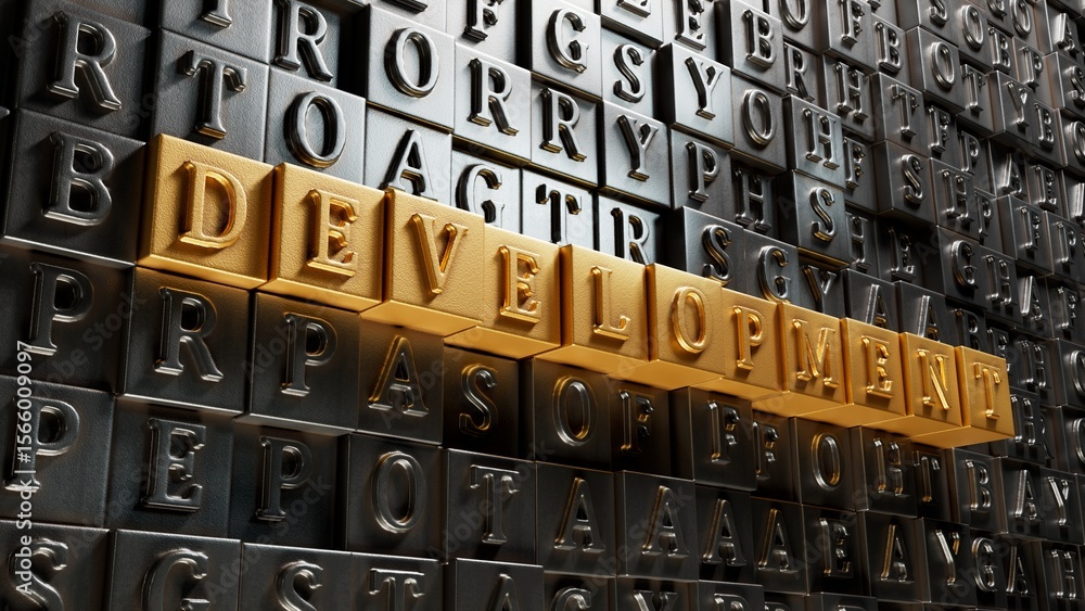 Poster development.3d illustration of movable type printing.close up of movable type printing,3d rendering 
