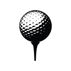 Monochrome image of a golf ball on a tee ready for a swing