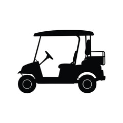 Fototapeta premium Silhouette of a golf cart in black against a white background