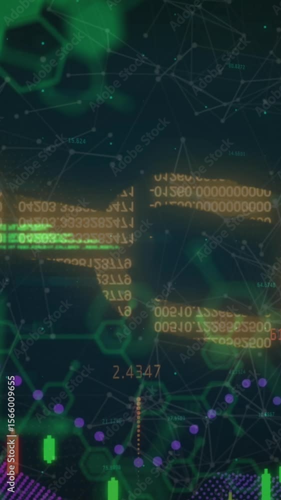 Poster animation of graph with data processing over black background