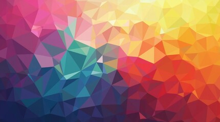 Vibrant Low Poly Rainbow Background with Abstract Geometric Triangles.