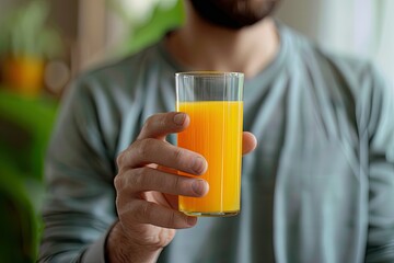 Ultra Hd Image of a Man Holding a Glass of Orange Juice