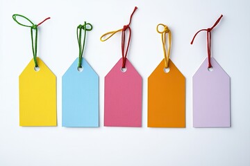 Colorful Hanging Tags with Free Text Discount Isolated on White Background