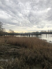 Incredible Cloudy Sky Over the Fraser River in South Vancouver, British Columbia