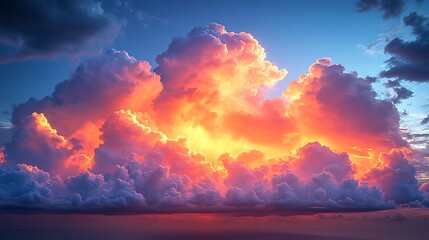Dramatic clouds illuminated by sunset colors