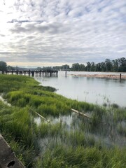 Fototapeta premium Fraser River View in South Vancouver’s River District, British Columbia