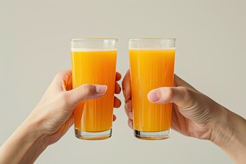 Ultra Hd Picture of Hands Holding Two Glasses of Orange Juice
