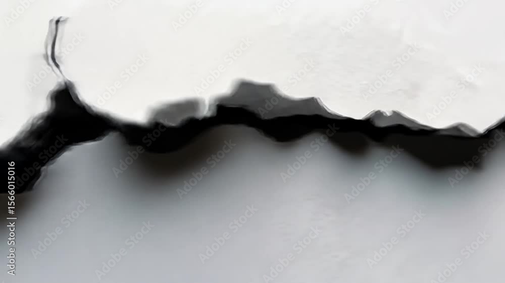 Poster a macro shot captures a dramatic, jagged crack slicing through a pristine white surface, revealing a
