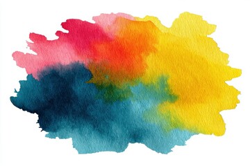 Vibrant Watercolor Splash on White Background for Creative Design