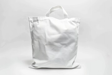 Detailed Color Picture of White Cotton Tote Bag Mockup on White Background