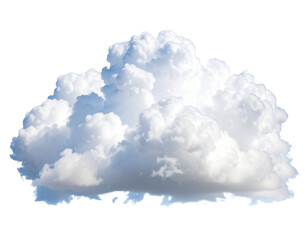 Fluffy Single Cumulus Cloud with Sunlight Glow, Isolated on Transparent PNG