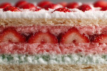 Strawberry and cream layer cake.