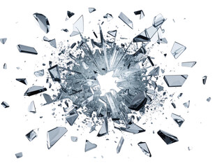  Exploding Glass Fragments in Mid-Air with Depth Effect, Transparent PNG