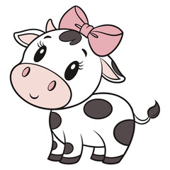 Adorable Baby Cow with Pink Bow and Spots