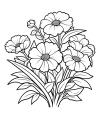 Flowers drawing coloring page