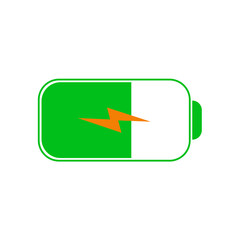 Fast charging battery status, Electric charge icon, Power energy indicator concept, Isolated on white background, Vector illustration