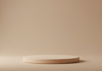 Minimalist Beige Podium: Clean Product Display Platform with Soft Lighting.