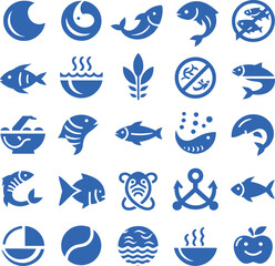 Fototapeta premium set of vector icons fish sea ocean