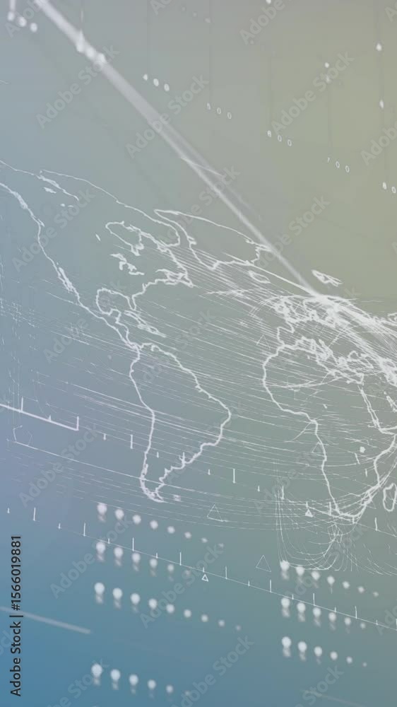 Poster animation of digital data processing over world map
