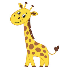 Obraz premium Adorable Cartoon Giraffe Standing Tall with a Friendly Smile