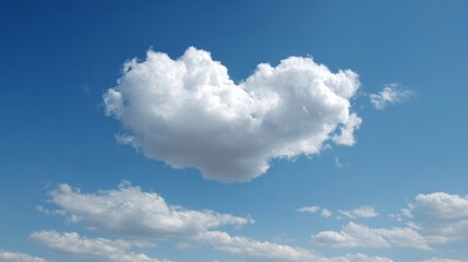 Fototapeta premium Fluffy cumulus cloud in blue sky, embodying peace and vastness of summer 