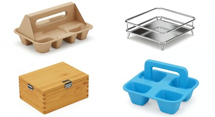Assortment of containers for beverages and dishes