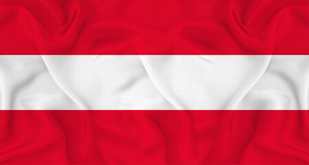 Obraz premium Austria national flag with fabric texture. Realistic flag of Austria waving
