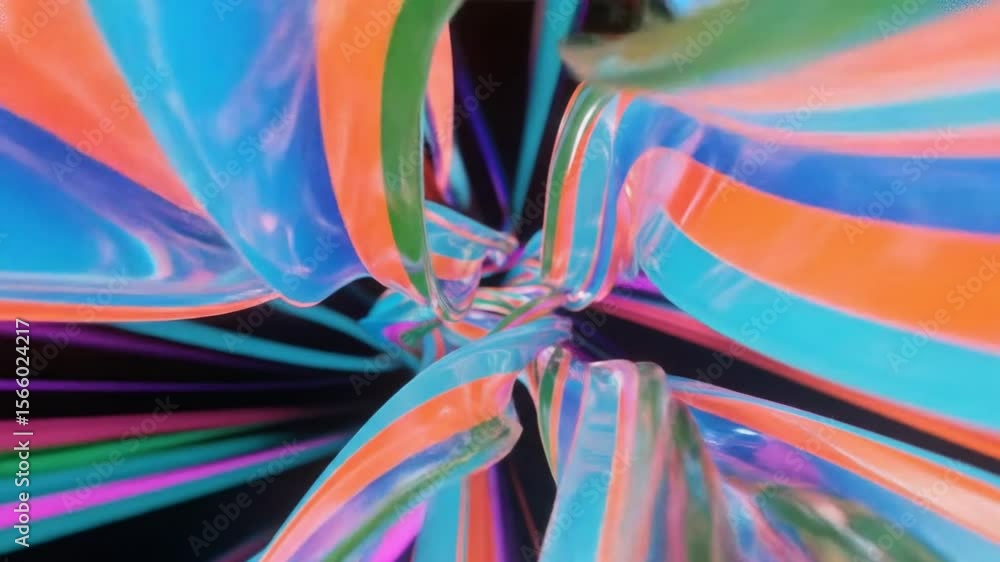 Poster abstract 3d multicolored twisted tunnel in smooth animation, suitable for vibrant intros, tech trans