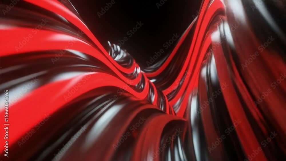 Aufkleber abstract 3d red and black glossy stripe loop, suitable for tech-themed animations, dynamic design, o