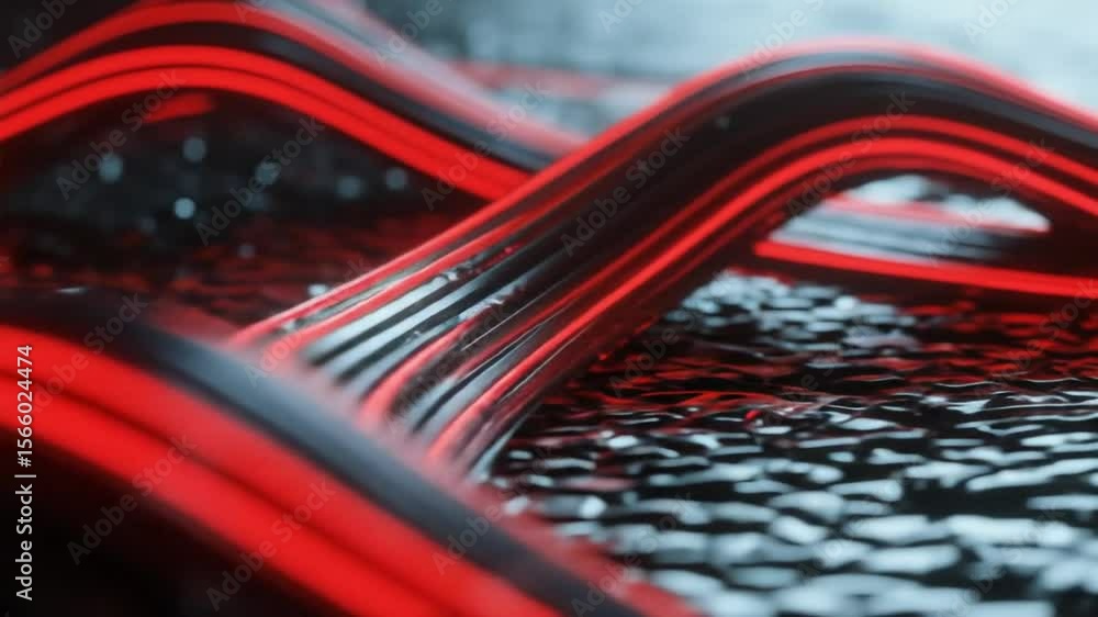 Poster abstract 3d red-black flowing ribbon texture, perfect loop movement, suitable for modern background 