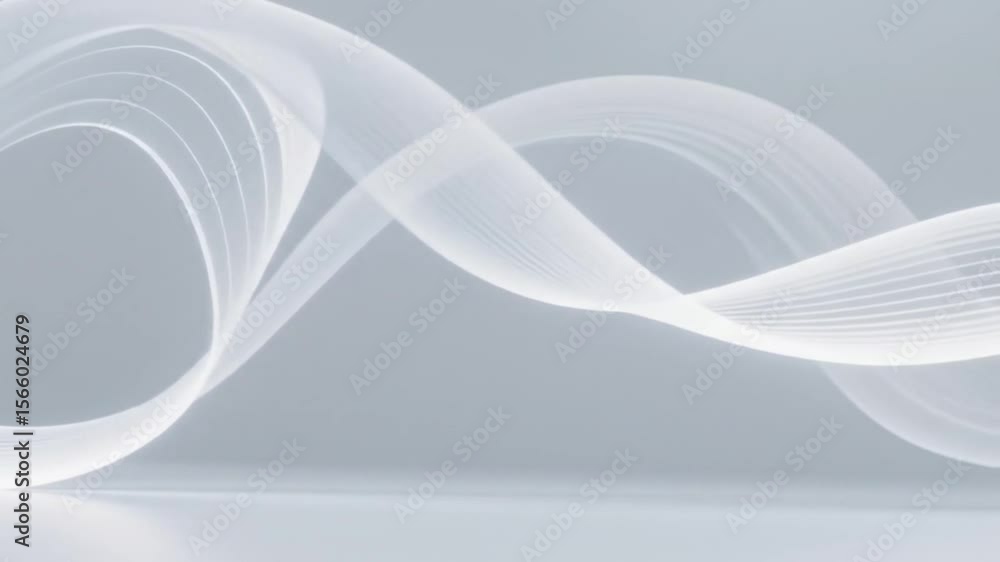 Poster abstract 3d soft white flowing ribbon in minimal space, suitable for clean branding visuals or calmi