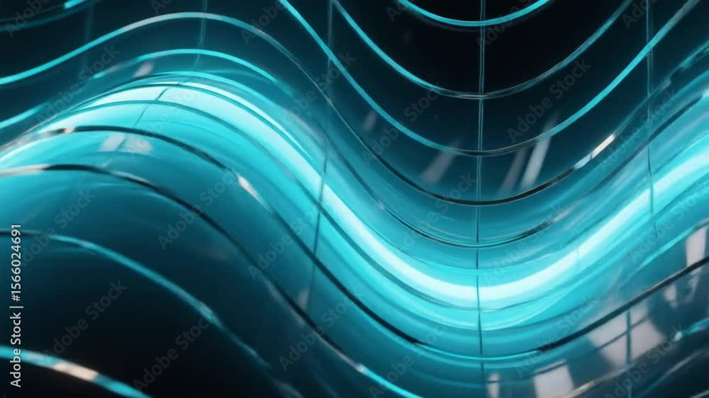 Poster abstract 3d wavy digital blue mesh grid flowing fluidly, suitable for technology backgrounds or futu
