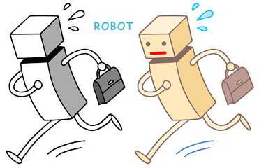 ロボットのイラスト - 通勤・出勤・遅刻・ダッシュ