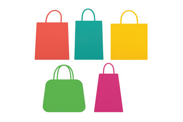 Colorful shopping bags floating against transparent backdrop, representing purchasing power, retail therapy, and consumer enthusiasm