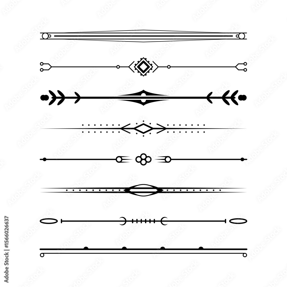 Poster set black simple line collection doodle border elements vector design style sketch isolated illustra