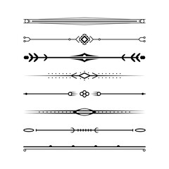 Set Black Simple Line Collection Doodle Border Elements Vector Design Style Sketch Isolated Illustration For Banner