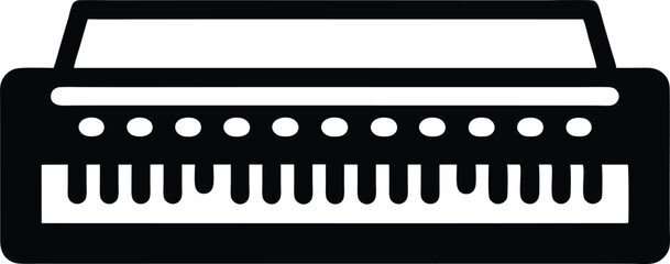 black silhouette of a harmonium on white background