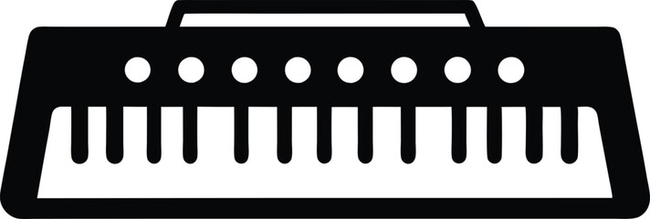 black silhouette of a harmonium on white background