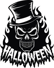 Fototapeta premium halloween text vector silhouette on white background