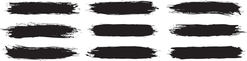 Brush strokes vector. Black set paint, ink brush, brush strokes, brushes, lines, frames, box, grungy. Paintbrush collection. Set of rectrangle shape brush strokes. Painted rectangles and long strokes,
