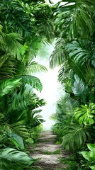 Obraz premium Lush Tropical Foliage Pathway A Serene Jungle Escape