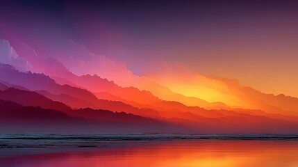 Obraz premium Colorful mountain landscape at sunset