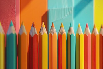 Detailed Color Picture of a Colorful Display of Pencils Pencils and Other Items