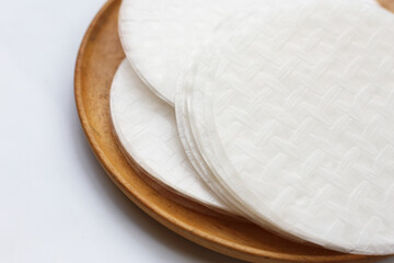 Stacked round sheets of Vietnamese rice paper