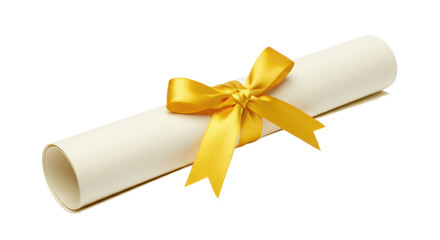 Scroll tied with a yellow ribbon isolated PNG with Transparent Background