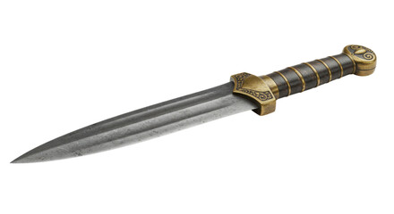 Medieval dagger with metal handle isolated PNG with Transparent Background