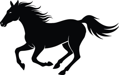 A silhouette of a running horse vector illustration. Drawing the silhouette of running horse